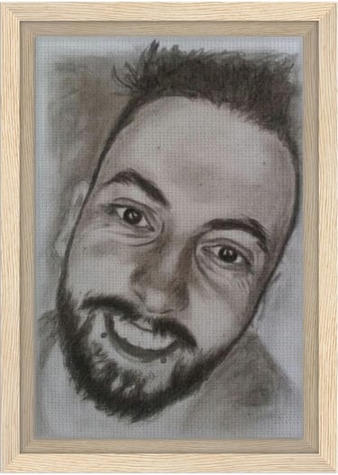 portrait graphite imprimé toile encadrée FSC
