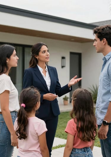 Modern office space of Hogarnexo with team members discussing property listings.