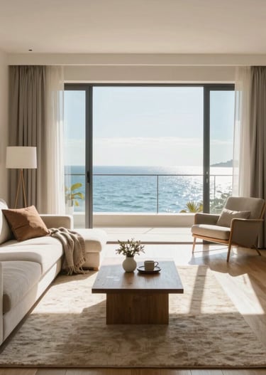 Before and after photos of a renovated living room showcasing classic style.
