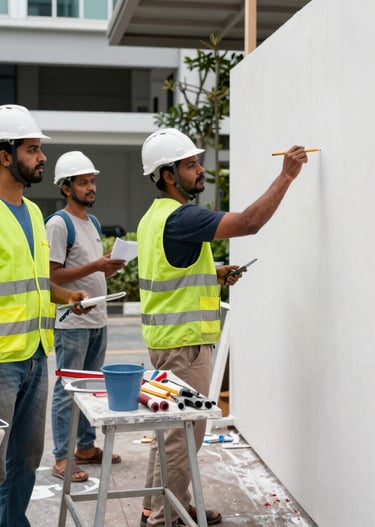 Close-up of hands painting a wall with bright colors in a renovation project.