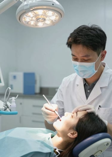 Friendly dentist consulting with a patient, sharing a reassuring smile.