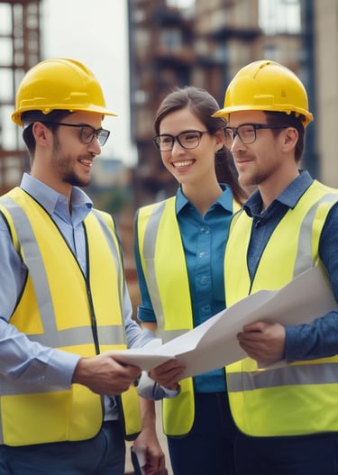 Technician performing ergonomic assessment at a modern office.
