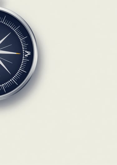 Minimalist compass design in muted tones representing navigation and direction.