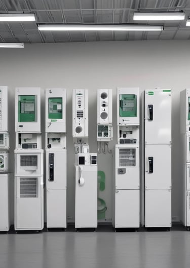 High-quality electrical equipment displayed in a showroom.