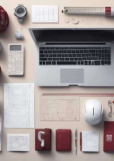 Detailed close-up of technical blueprints and plans for industrial installations.