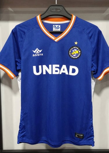 A neatly arranged display of various clothing items on hangers in soft natural light.