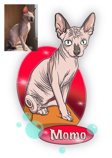 'Momo' cat cartoon by artist Peter Willmore