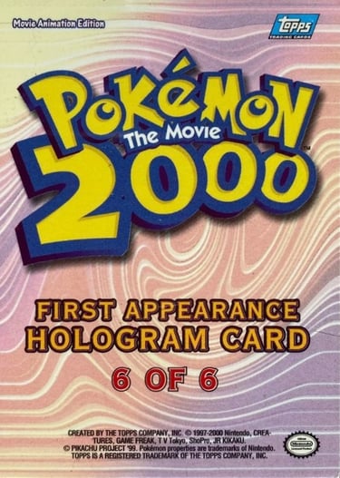 Hoothoot 6 of 6 First Appearance Hologram card Topps Pokémon The Movie 2000 back