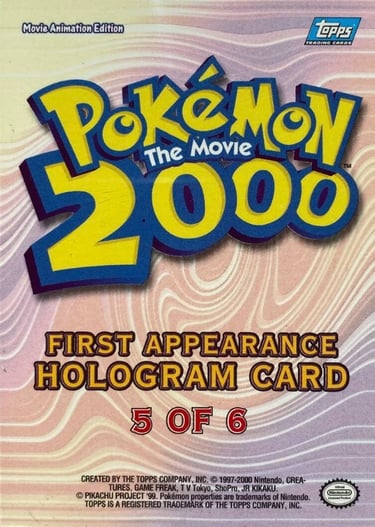 Ledyba 3 of 6 First Appearance Hologram card Topps Pokémon The Movie 2000 back