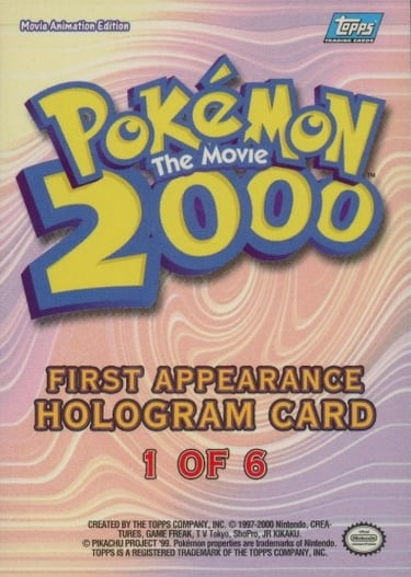 Lugia First Appearance Hologram card Topps Pokémon The Movie 2000 back