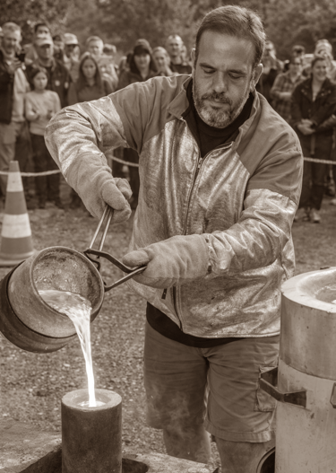 mikacreations en demonstration publique de fonderie coulee du bronze en public mikacreations