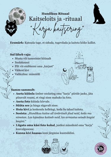Hundikuu rituaal Kaitserituaal Soul Sisters Tarot