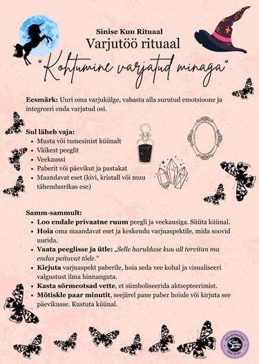 Sinise Kuu Varjutöö Rituaal Soul Sisters Tarot