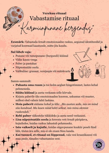 Verekuu rituaal Vabanemise rituaal Soul Sisters Tarot