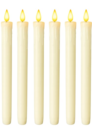 six set of flickering flame candles