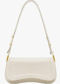cream small shoulder bag with gold accents
