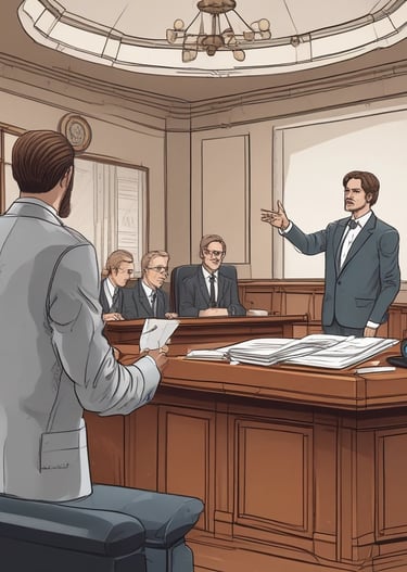 Two individuals, a man and a woman, are focused on examining documents on a table. The woman is holding a blue pen, pointing at something on the paper. They appear to be engaged in a discussion or collaborative work in a bright, well-lit room. A laptop is visible next to them, and two other people are partially seen from behind, leaning over the table.