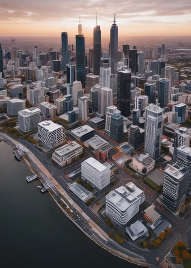 A building façade with textured dark gray paint and several rectangular windows, reflecting vibrant blue and orange hues from the surroundings. The surface is illuminated by patches of soft, diffused light creating abstract shapes.