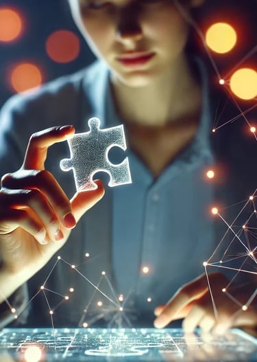 Person holding a glowing puzzle piece, representing DUAL Tools’ solutions for diverse learners.