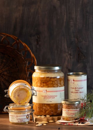 Foie gras et conserves de canard, cassoulet...