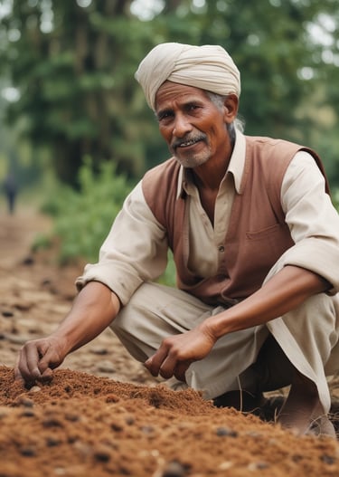 Farmers harvesting fresh spices in a lush green field, highlighting the sustainable practices of Indian agriculture.
