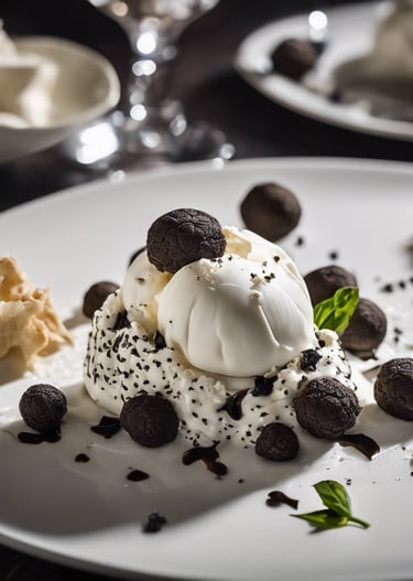 Slices of fresh mozzarella cheese are drizzled with balsamic glaze and placed alongside cherry tomatoes on a rectangular white plate. Fresh basil leaves are arranged on the side, adding a touch of green to the dish.