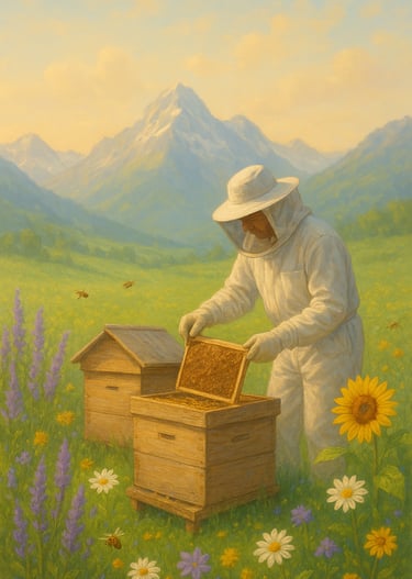 apiculteur, ruches, montagnes, biodiversité - RSE