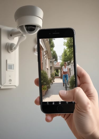 A technician installing an alarm system in a modern office space.