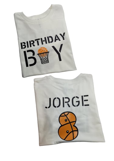 A T - shirt with a basketball theme (Front and Back designs)