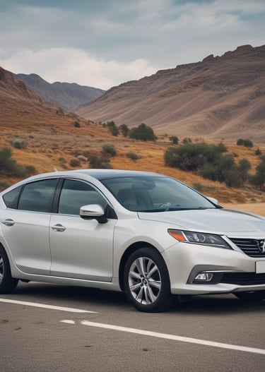 A tall sign with the words 'AUTORENTAT 24h.' is mounted on a pole against a clear blue sky. The sign is supported by a metal frame, and there are lights attached to it, indicating that it might be illuminated at night.