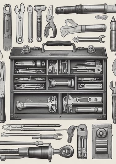 A neatly organized toolbox with various handyman tools ready for use.