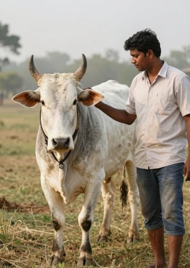 Farmers collaborating in a lush green field, exchanging ideas and smiles.
