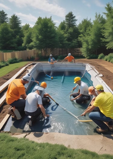 Close-up of hands assembling a micro pool kit with detailed parts laid out.