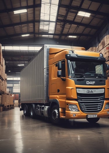 Close-up of a truck driver checking cargo documentation before departure.