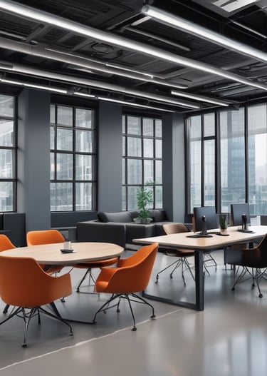 A modern office space with a focus on cybersecurity consulting.