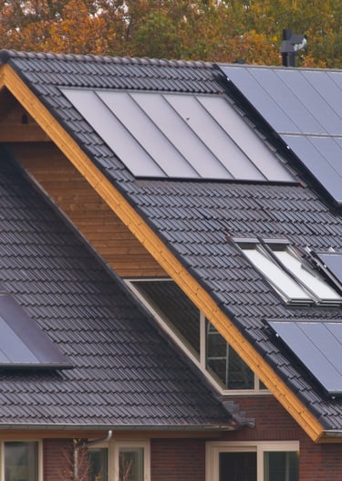 Energy saving Solar panels on the roof of a house