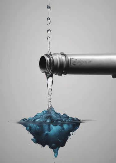 Close-up of a sleek siphonic pipe network with water flowing smoothly.