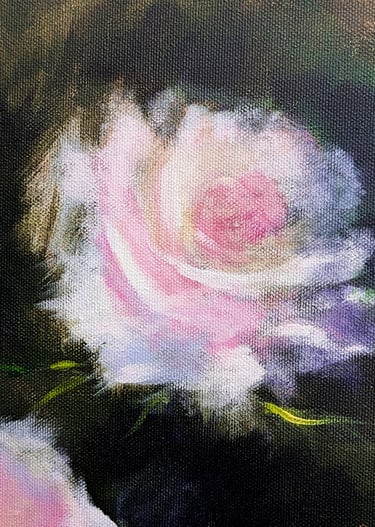 Becoming close up of rose dissolving original painting by Geeta Arya