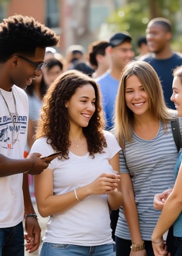 A group of teens engaged in a lively workshop, sharing ideas and encouragement.