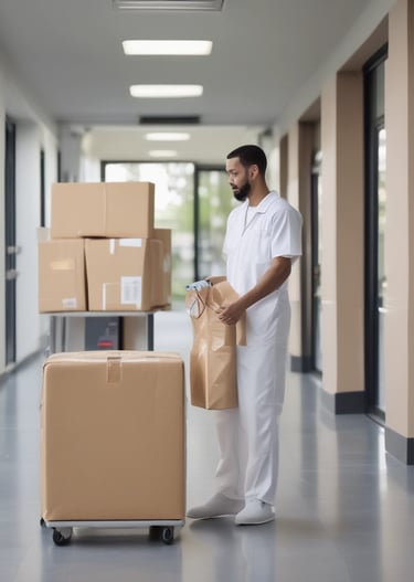 A sleek delivery van with pytex branding parked outside a modern laboratory.