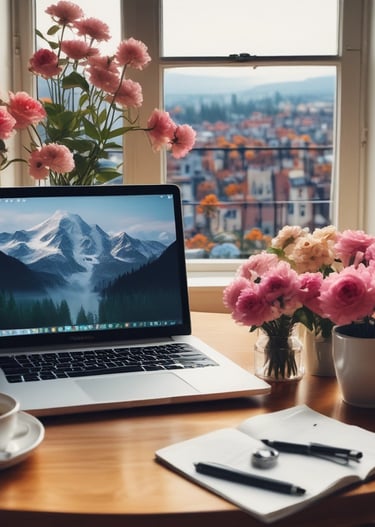 Student smiling while studying with elegant gold-accented stationery.