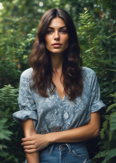 A serene morning scene with a person stretching outdoors surrounded by olive trees.