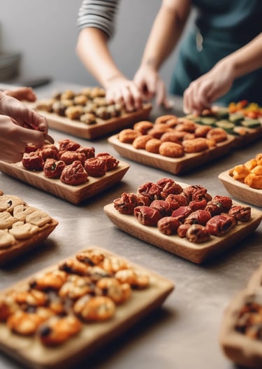 An inviting display of colourful brigadeiros in a traditional Brazilian setting.