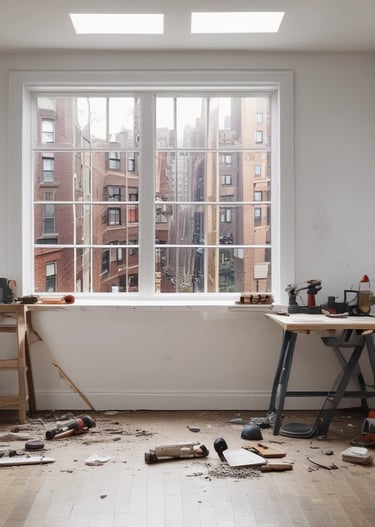 Close-up of hands tightening screws on a cabinet door repair.