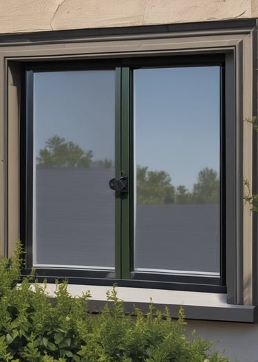 Side-by-side comparison showing a faded old screen next to a crisp new solar screen.