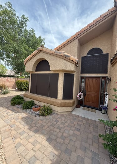 Solar Screens on front of a house.