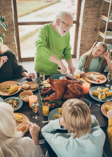 Family gathered for Thanksgiving dinner