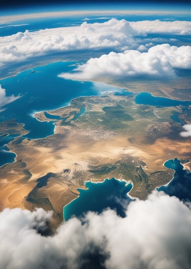 A sleek airplane soaring above clouds, symbolizing global reach and innovation.