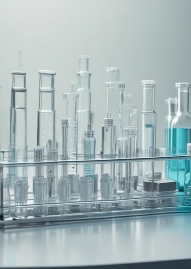 Close-up of hands holding a tablet displaying peptide molecular structures.