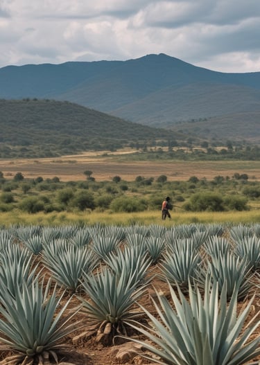 Close-up of hands crafting mezcal with traditional tools in a minimalistic workshop.